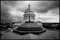 Arkansas Capitol in black and white